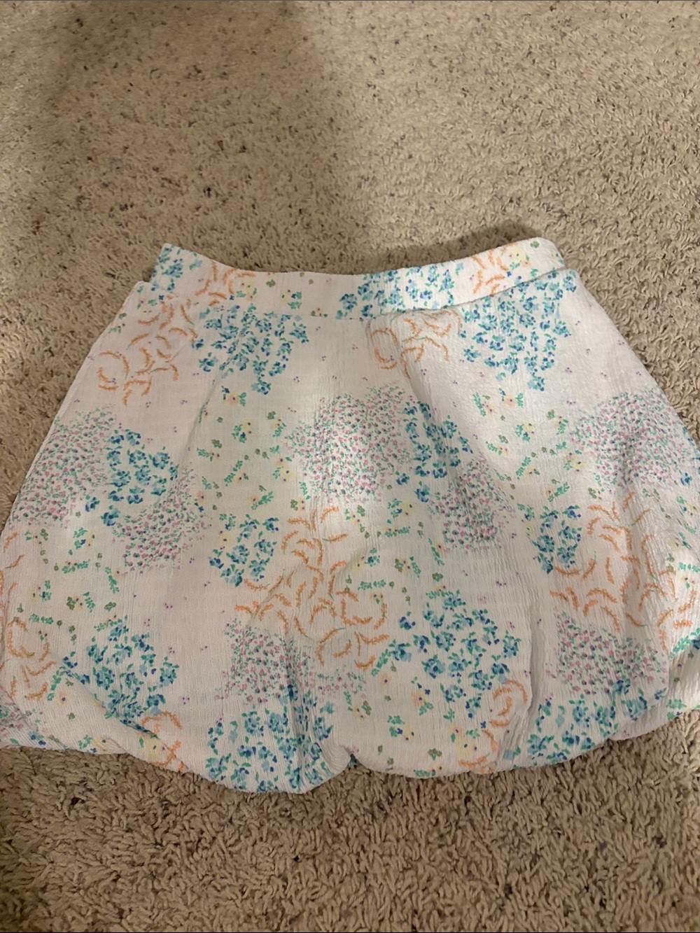 SO White Floral Bubble Hem Skort, Blue, Green & Peach Accents Girls XL (14-16)
